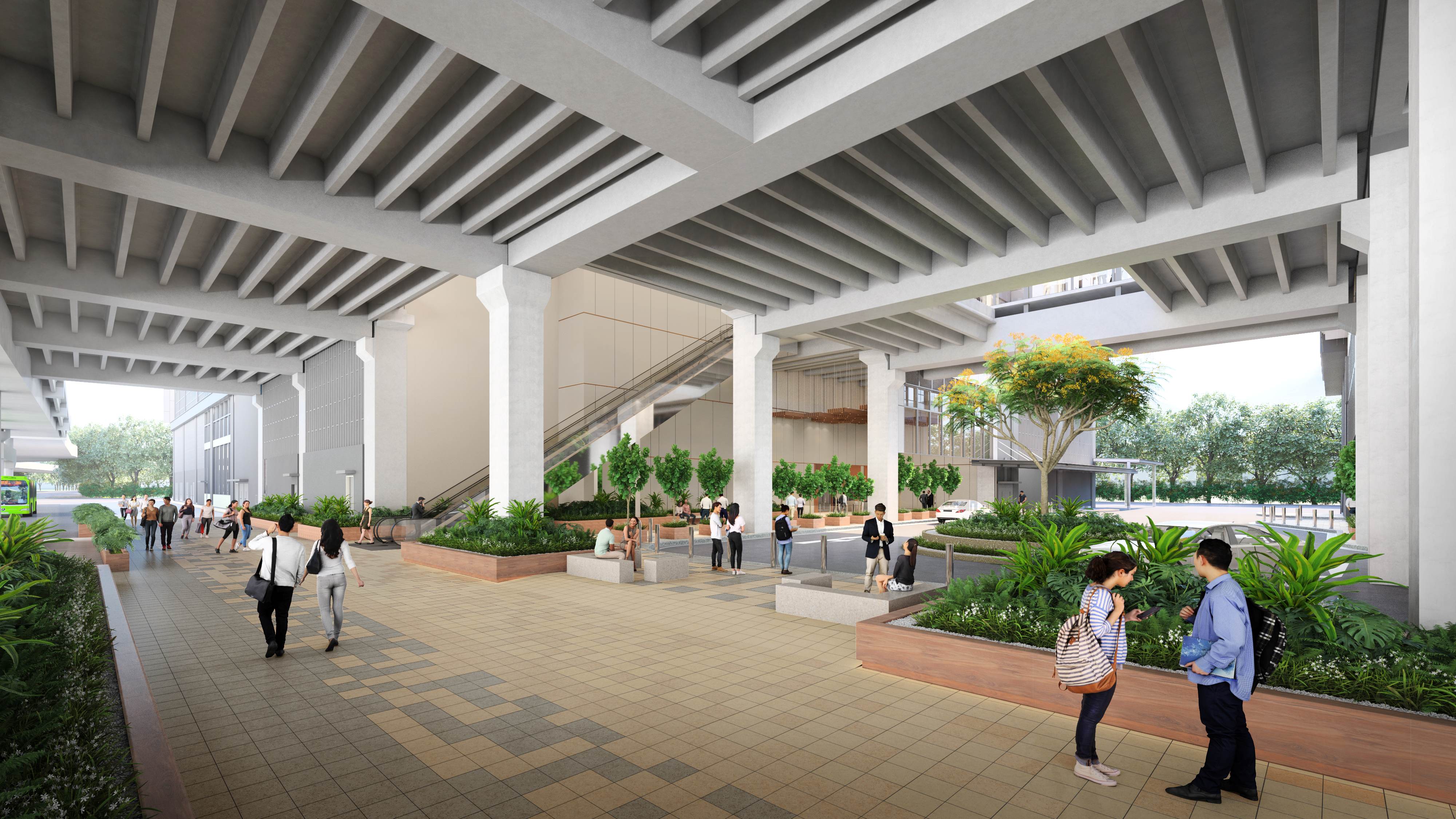 Pedestrian Thoroughfare Beneath the Sky Corridor