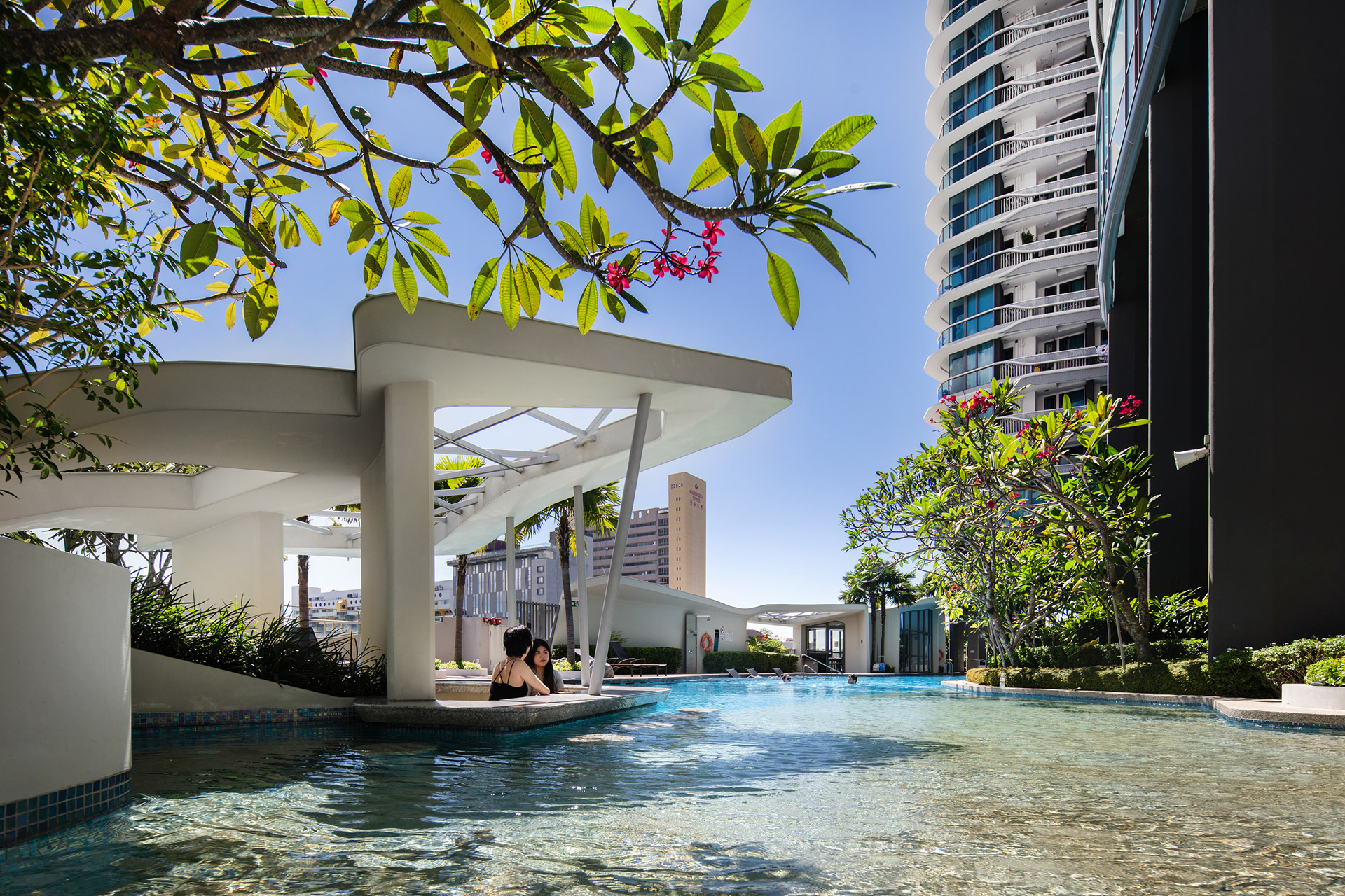Pool Deck Nestled Amidst Lush Greenery