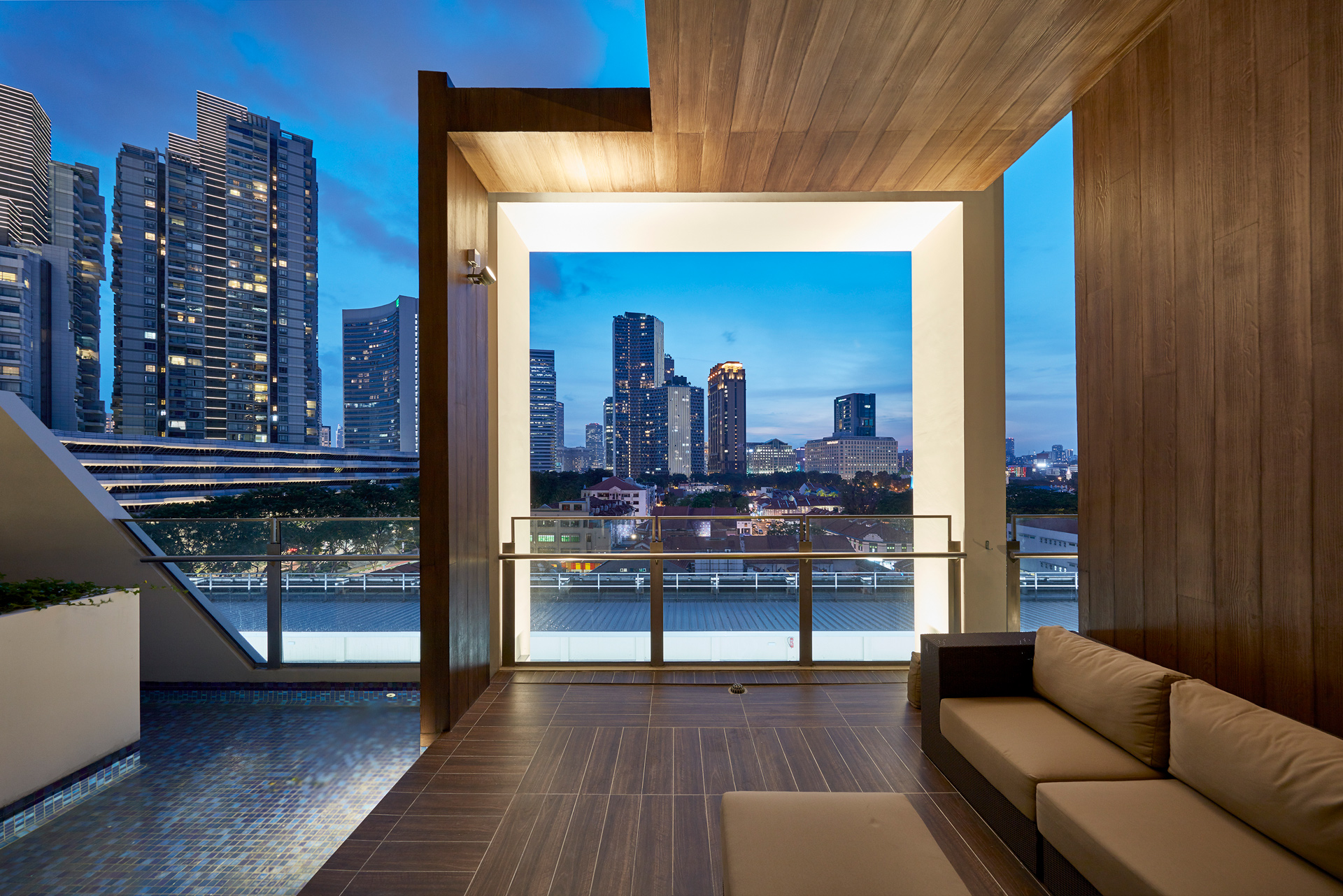 Communal Roof Deck Overlooking City Skyline