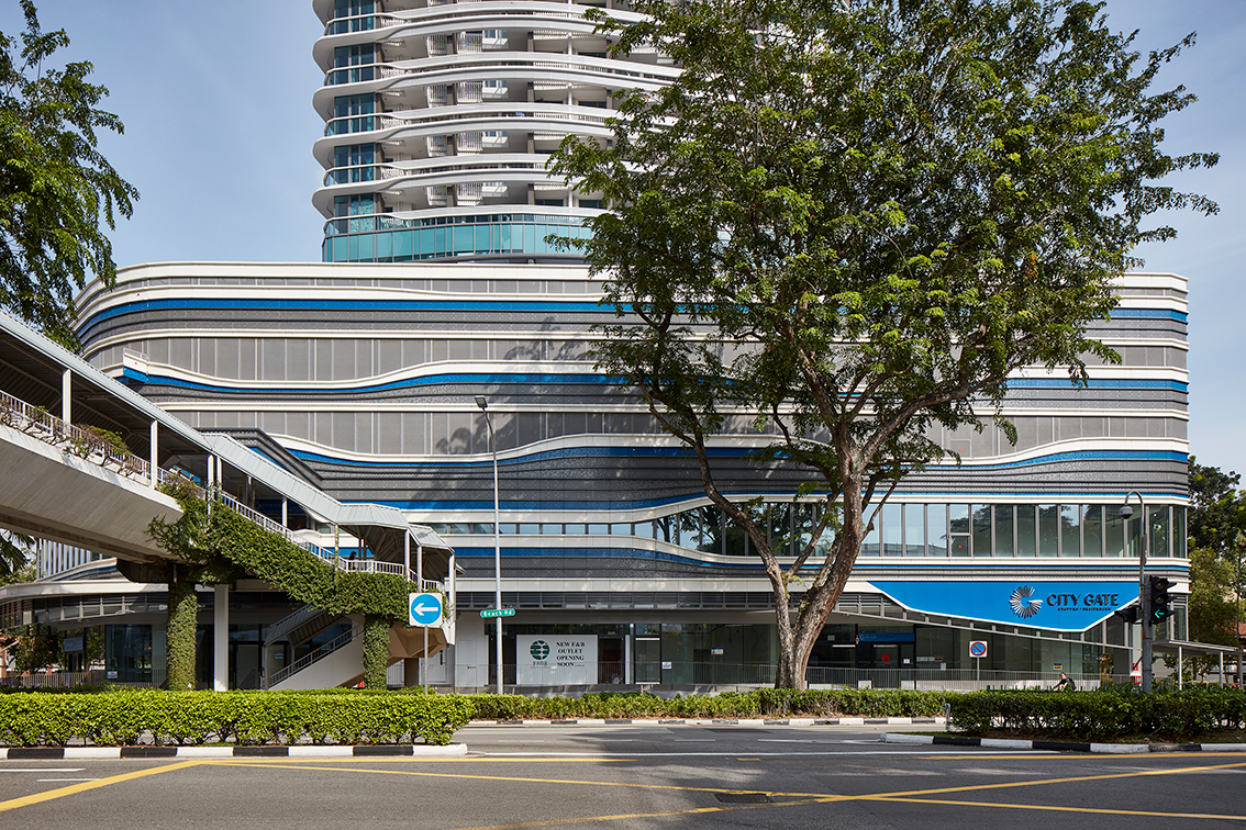 Perforated Metal Façade of Retail Podium